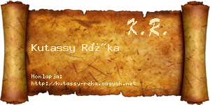 Kutassy Réka névjegykártya
